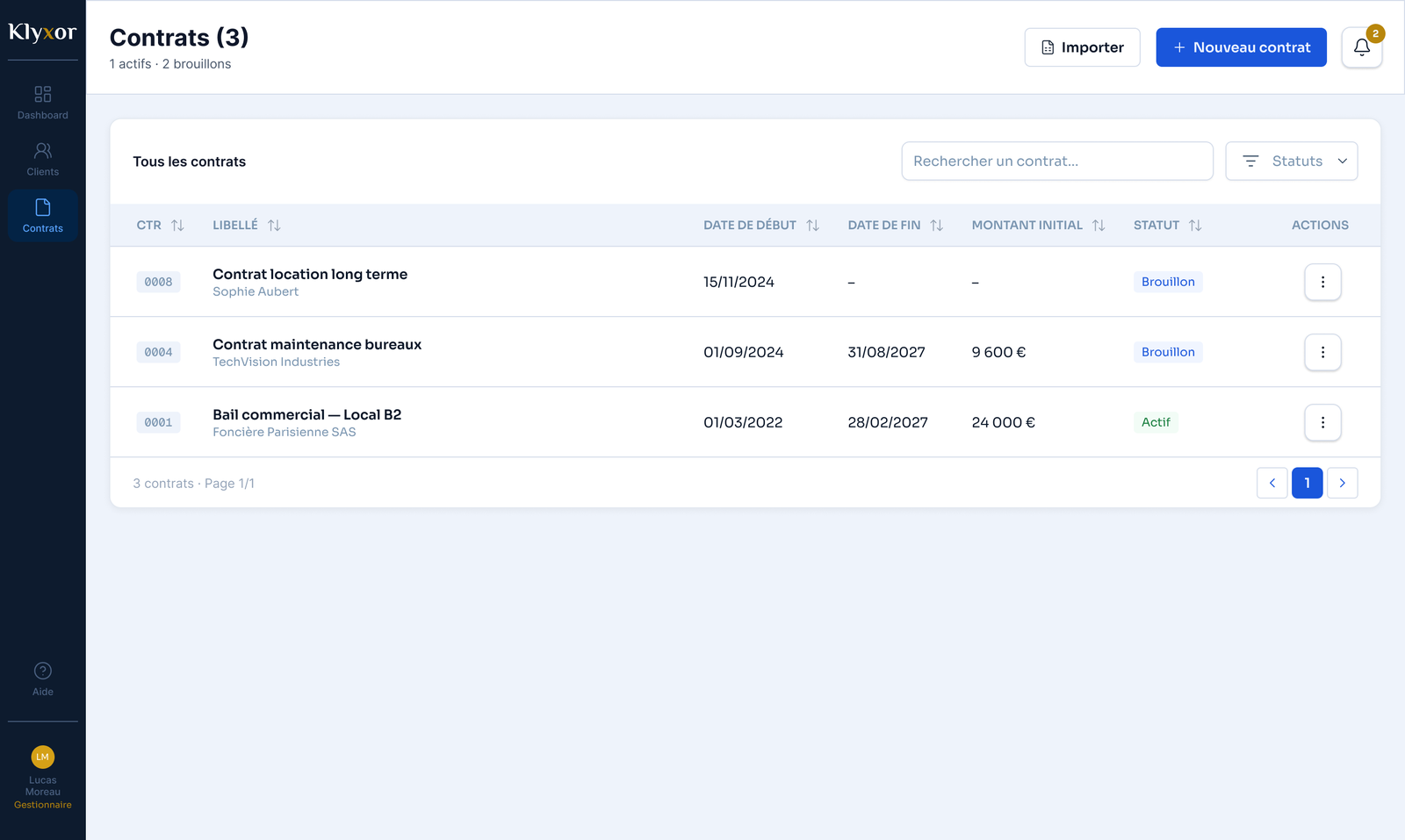 Gestion des contrats